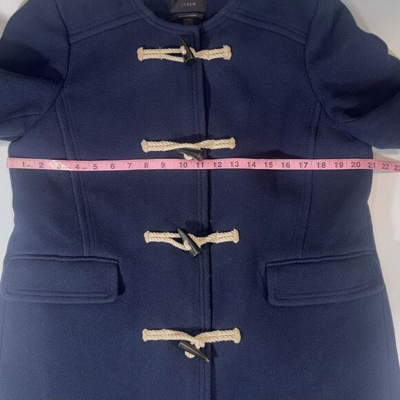 J. Crew Italian Stadium-Cloth Wool Toggle Duffle Coat Navy Size 10/ 12 G8982 - Picture 7 of 13